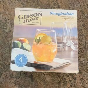Gibson Home Imagination Stemless Glass Set 4 Pieces 10 Ounces Each Dishwasher